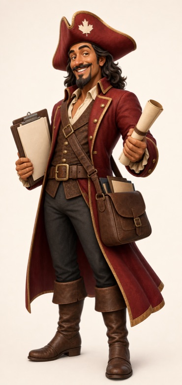 Full-body portrait of Captain Ledger Pitch Marlowe, sales.