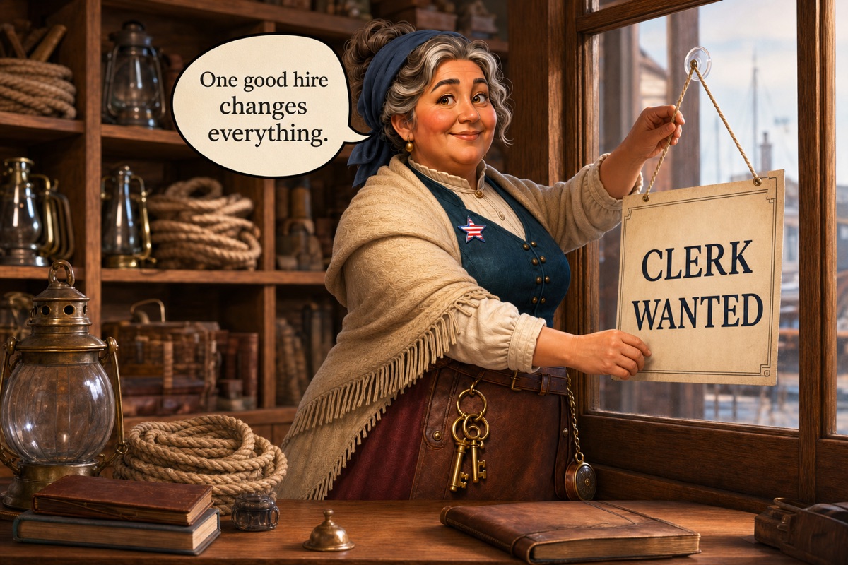 Bea Harbor hangs a crisp “Clerk Wanted” notice in her shop window and says, “One good hire changes everything.”